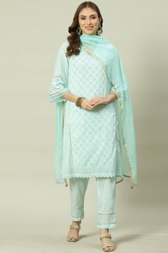 Soft Mint Relaxed Kurta Relaxed Pants Suit Set image number 7
