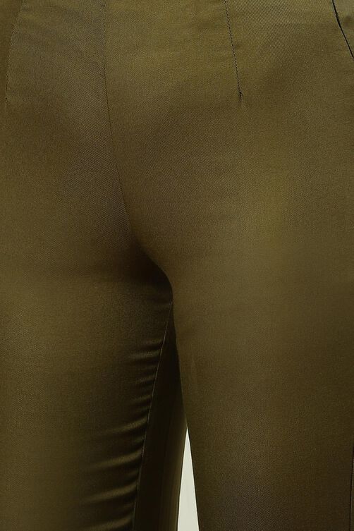 Olive Rayon Narrow Pants image number 1