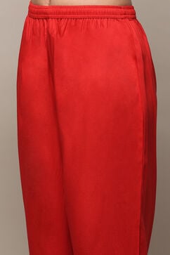 Red Polyester Kalidar Suit Set image number 2