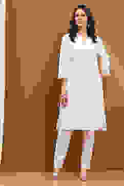 White Cotton Blend Solid Straight Kurta image number 5