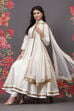 Rohit Bal Off White Cotton Silk Anarkali Yarndyed Suit Set