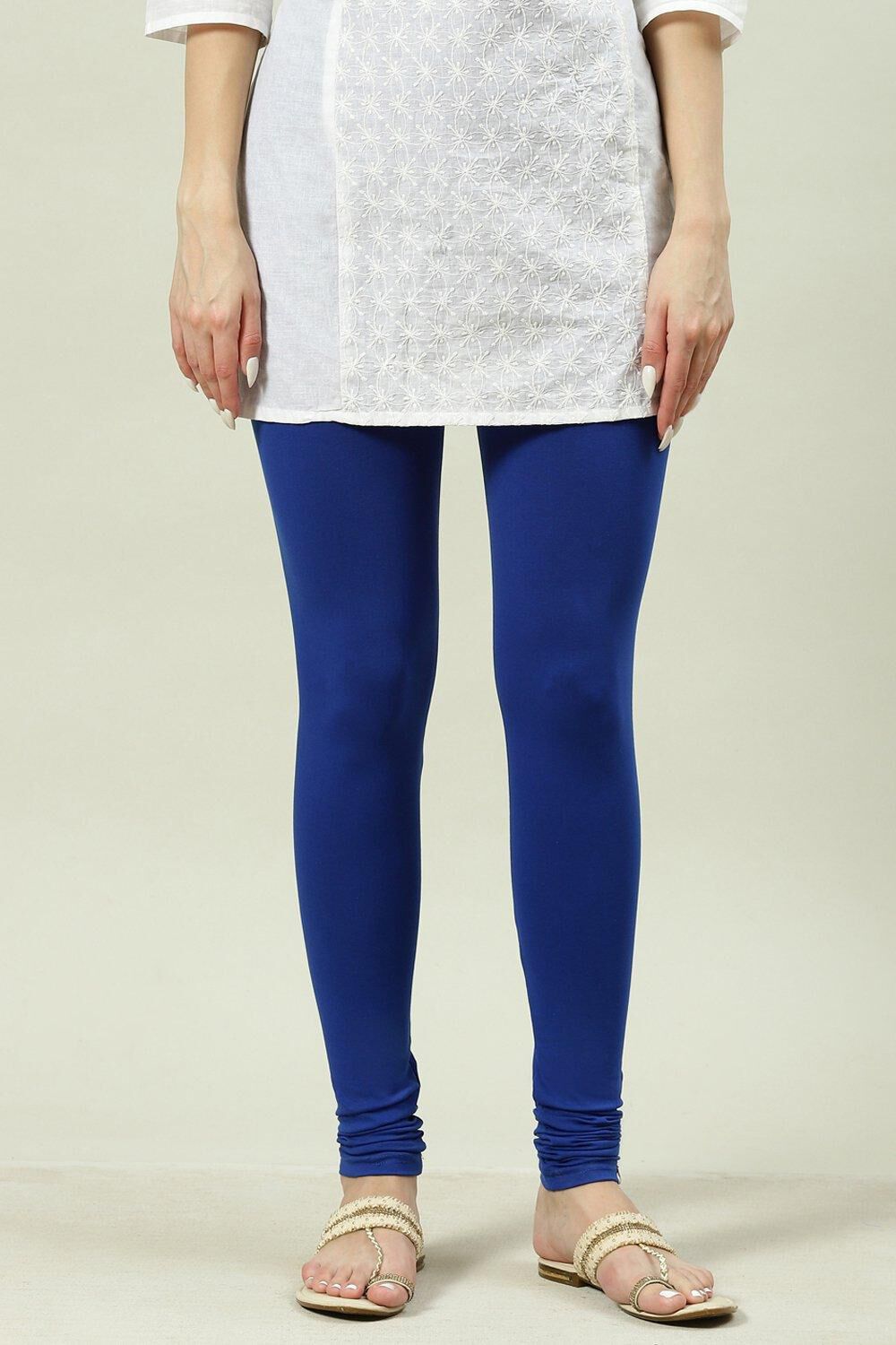 Camel Cotton Blend Solid Churidar image number 3