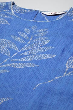 Blue Cotton Blend Straight Printed Kurta image number 5