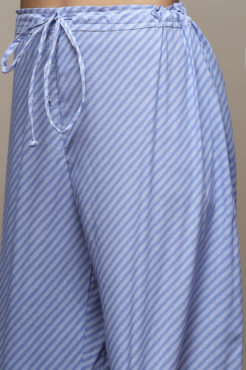 Indigo Cotton Straight Kurta Palazzo Suit Set image number 2