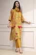 Mustard Yellow Printed Straight Suit Set