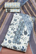 Blue Cotton Printed Unstitched Suit Set image number 0