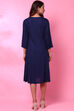 Indigo Rayon A-Line Solid Dress image number 5