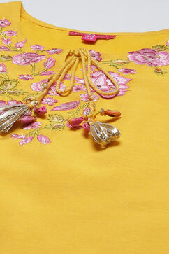 Yellow & Violet Art Silk Straight Kurta Garara Suit Set image number 1