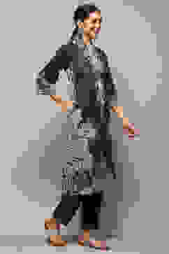 Charcoal Cotton Blend Printed Straight 2 Piece Set image number 5
