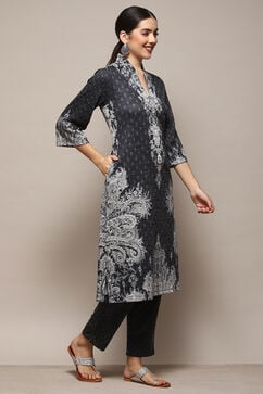 Charcoal Cotton Blend Printed Straight 2 Piece Set image number 5