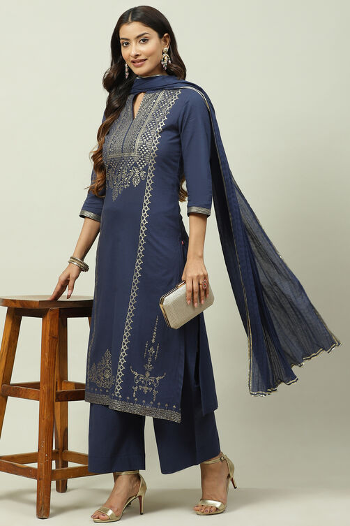 Wine Printed Cotton Straight Kurta Palazzo Suit Set image number 7