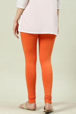 Orange Cotton Lycra Churidar image number 4