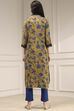 Mustard Yellow Printed Straight Kurta image number 3