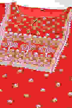 Red Art Silk Layered Kurta Churidar Suit Set image number 2