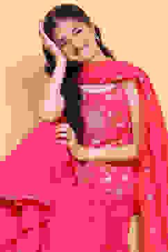 Pink Floral Printed Straight Suit Set image number 7