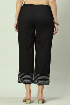 Black Cotton Straight Palazzo image number 4