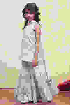 Turquoise and White Cotton Straight Suit Set image number 3