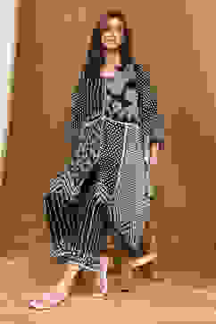 Black Printed Asymmetric Kurta Set image number 0