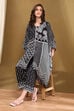 Black Printed Asymmetric Kurta Set image number 0