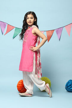 Pink Cotton Blend Straight Kurta Relaxed Salwar Suit Set image number 5