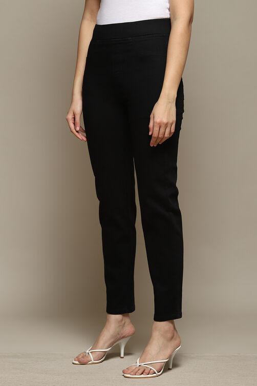 Indigo Cotton Blend Solid Jeggings image number 2