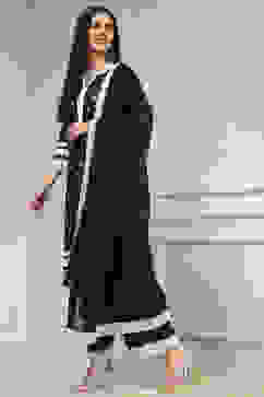 Black Chanderi Embroidered Straight Suit Set image number 3