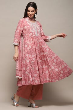 Pink Cotton Anarkali Suit Set image number 5
