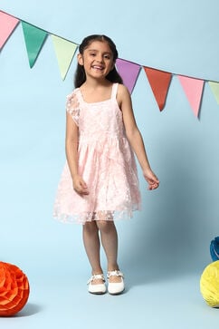 Baby Pink Nylon Gathered Dress image number 5