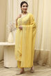 Yellow Georgette Schiffli Unstitched Suit Set image number 4