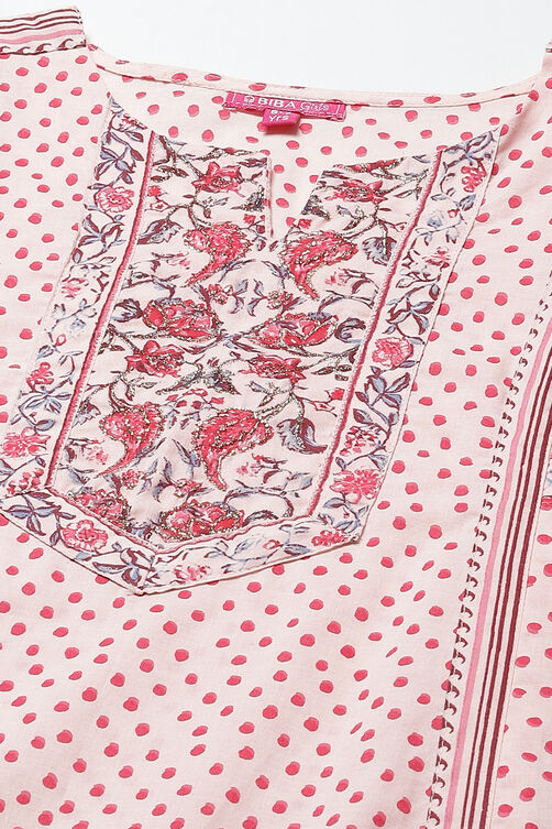 Ecru Cotton Straight Kurta Regular Pant Suit Set image number 1