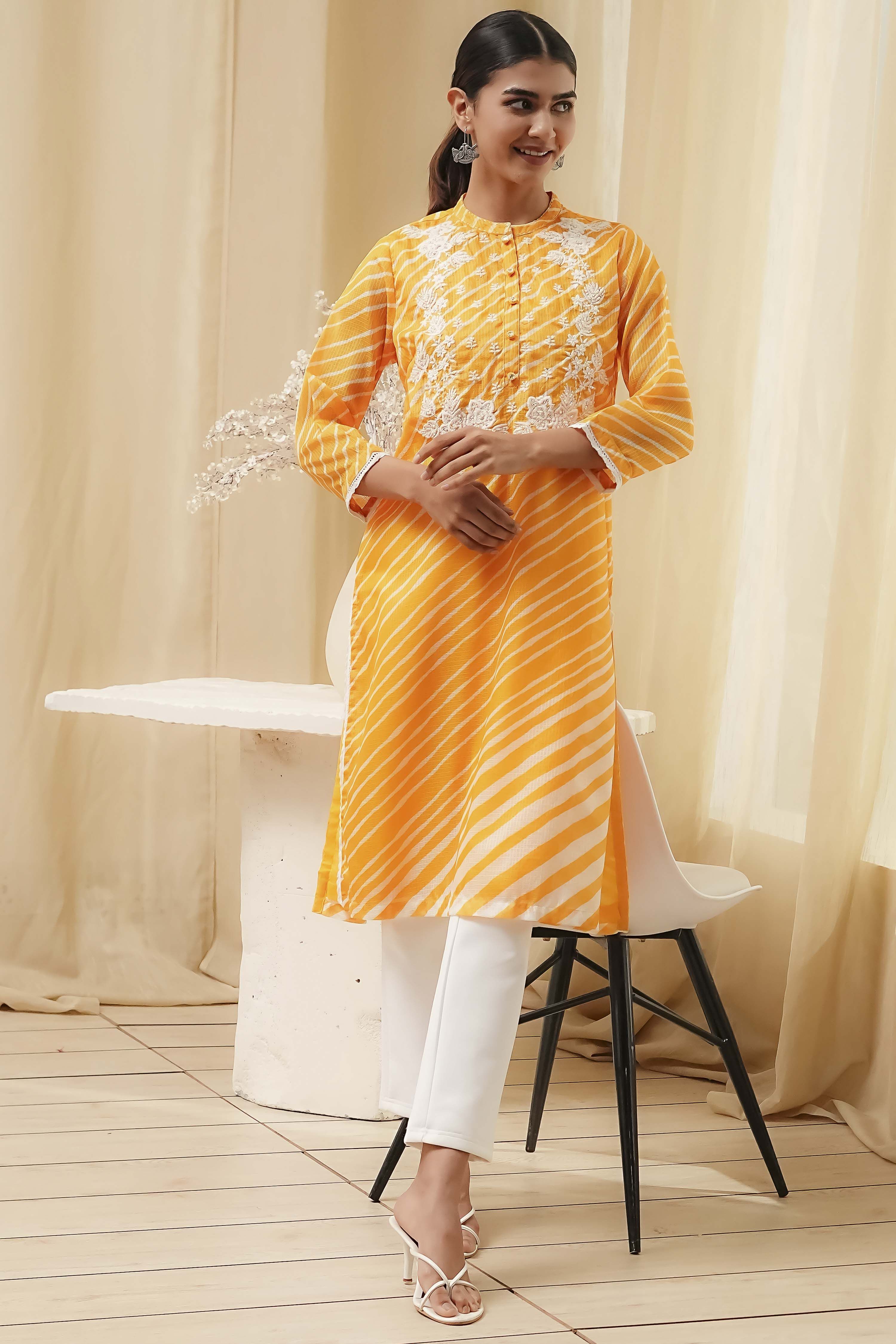 Coral Polyester Straight Kurta image number 0