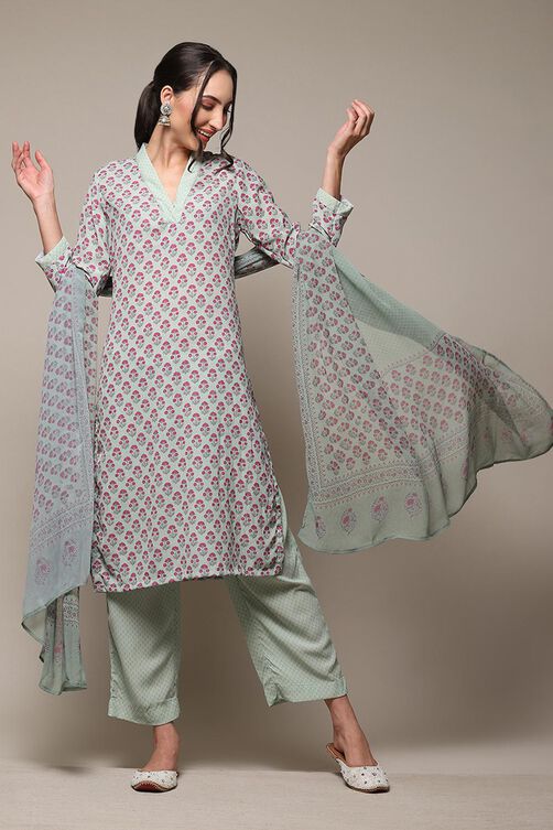 Fuschia Art Silk Straight Kurta Narrow Pants Suit Set image number 0
