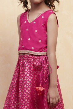 Fuchsia Printed Flared Lehenga Set image number 1