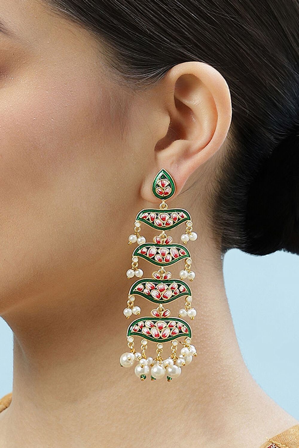 Green Brass Earrings image number 1