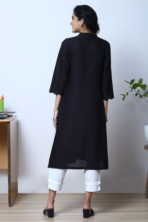 Peach Cotton Flax Kurta image number 5