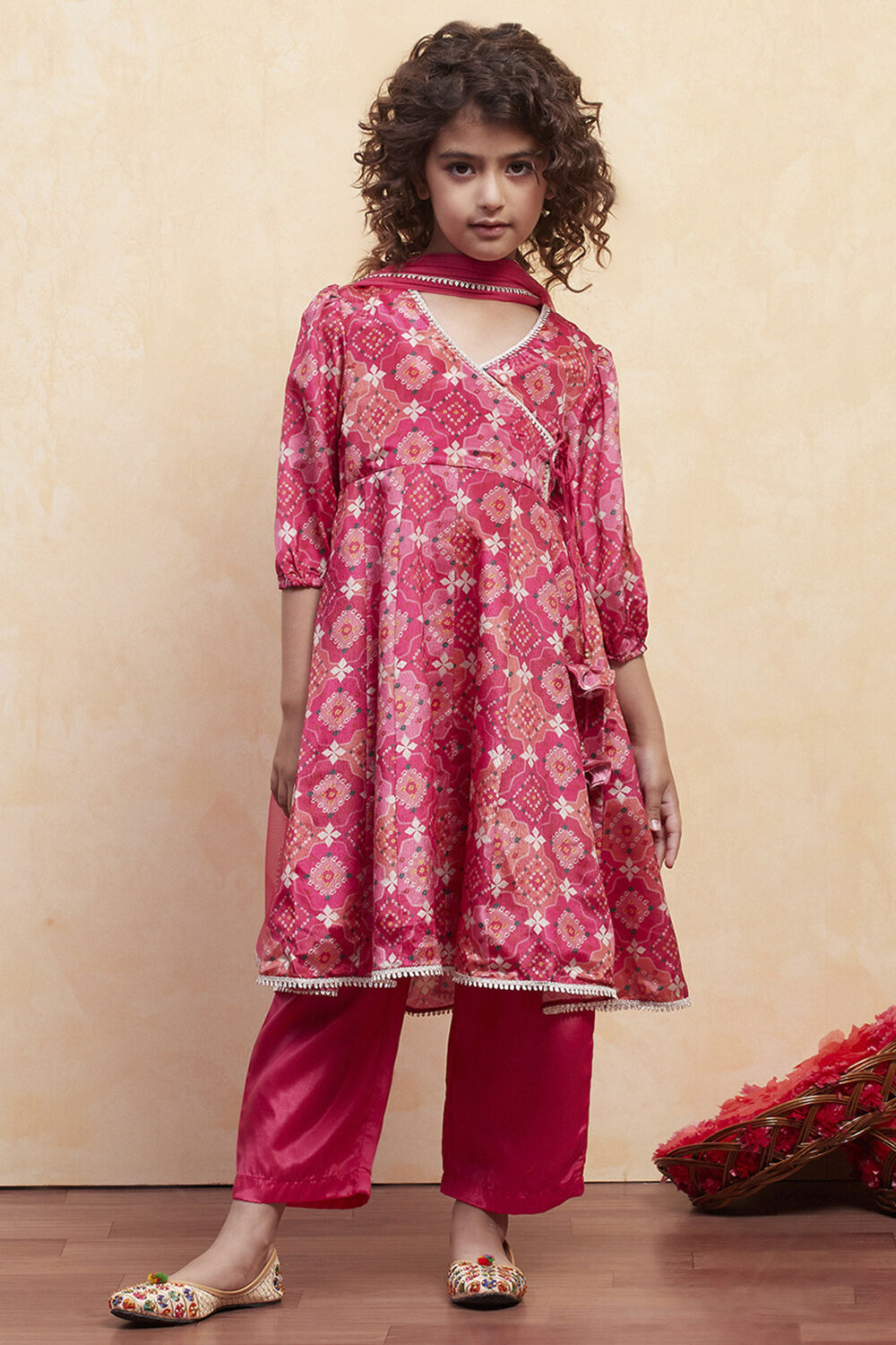 Turquoise Angrakha Printed Flared Suit Set image number 6