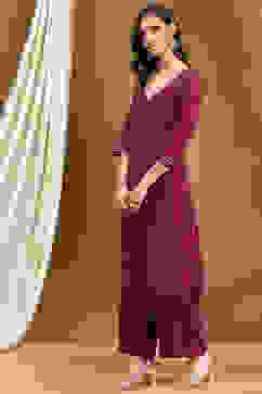 Mulberry Purple Viscose Straight Festive Kurta image number 2