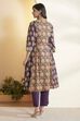 Purple Cotton Asymmetric Suit Set image number 6