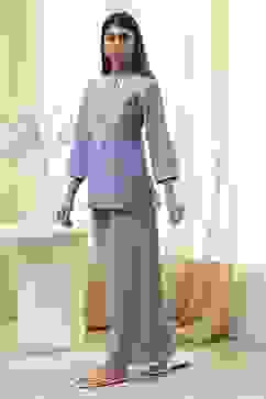 Dull Blue Cotton Straight Co-ord Set image number 3