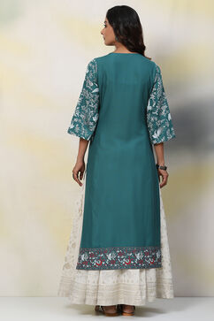 Green Straight Viscose Kurta image number 4