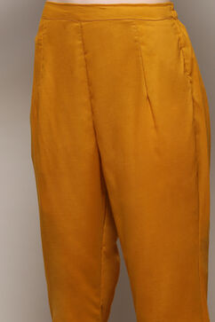 Mustard Chanderi Printed Unstitched Suit Set image number 3
