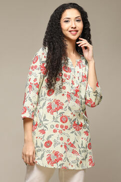 Olive Green Rayon Printed Kurti image number 4