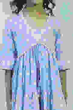 Powder Blue Cotton Tiered Kurta Set image number 1