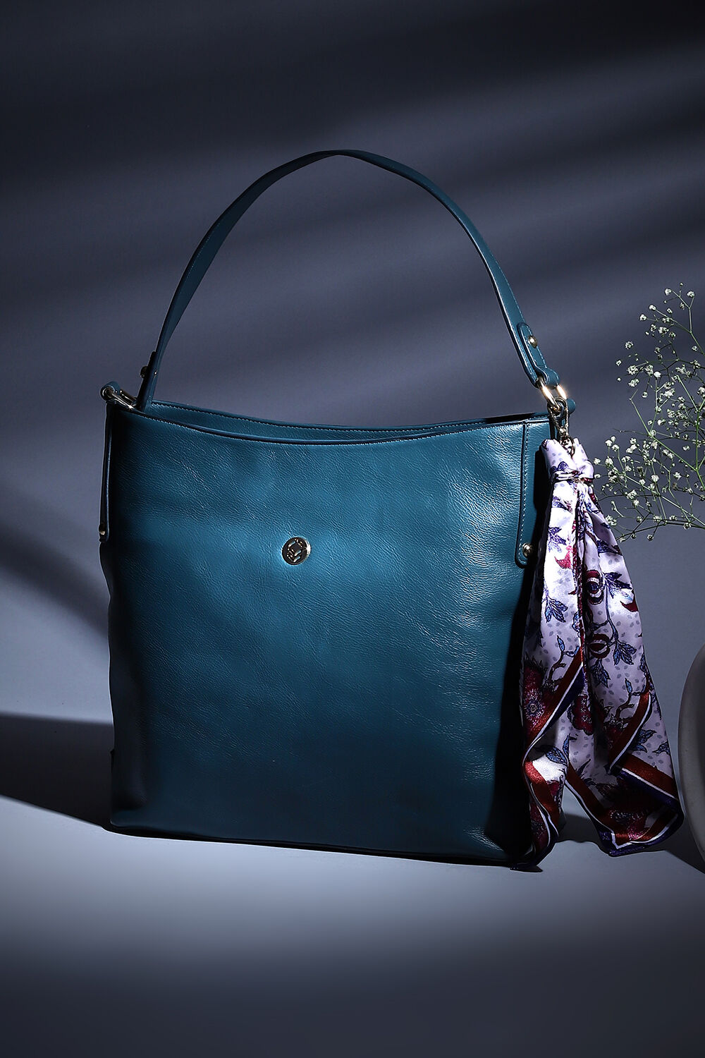 Navy Pu Leather Hobo Handbag at Biba Global