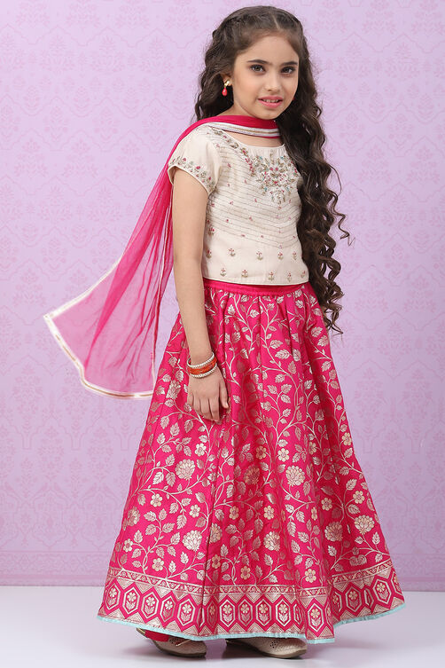 Ivory Silk Lehenga Set image number 5