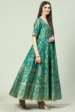 Green Anarkali Kurta Churidar Suit Set image number 6