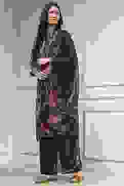 Charcoal Printed Straight Suit Set image number 3