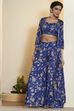 Bright Blue Polyester Straight Saree