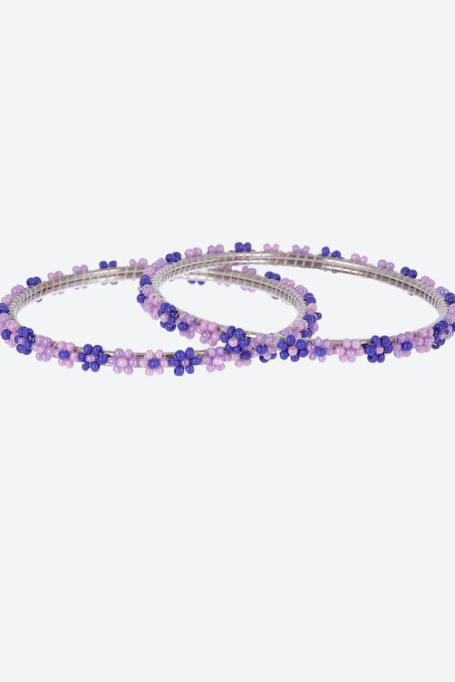 Purple Metal & Beads Bangles image number 0