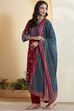 Red Cotton Printed Straight Kurta Set image number 4